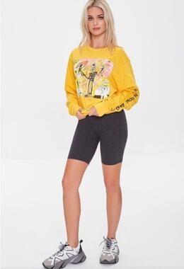 Forever 21 X Jean-Michel Basquiat Long-Sleeve T-Shirt Yellow S/M